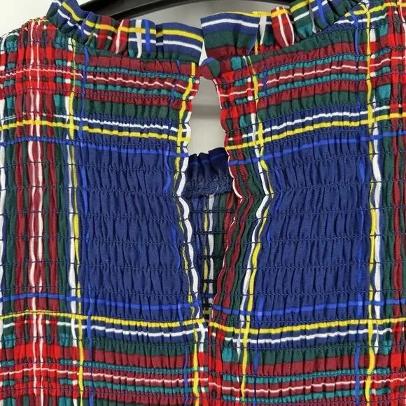 Sugarlips Lakeview Blue Red Plaid Smocked Tiered Maxi Dress Womens Size Medium - Picture 9 of 13